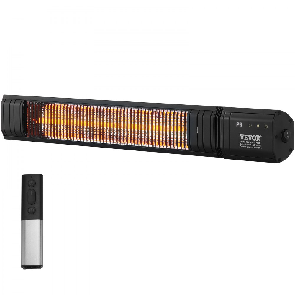 VEVOR Infrared Heater, 1500W Remote Control Electric Space Infrared Heater, Carbon Infrared Outdoor Heater with 9 Speeds & 24h Timer, for Porch,Patio,Dining Room,Studio,Backyard,Garage, Wall Mount - HWXJRQTXBG831MQQNV1