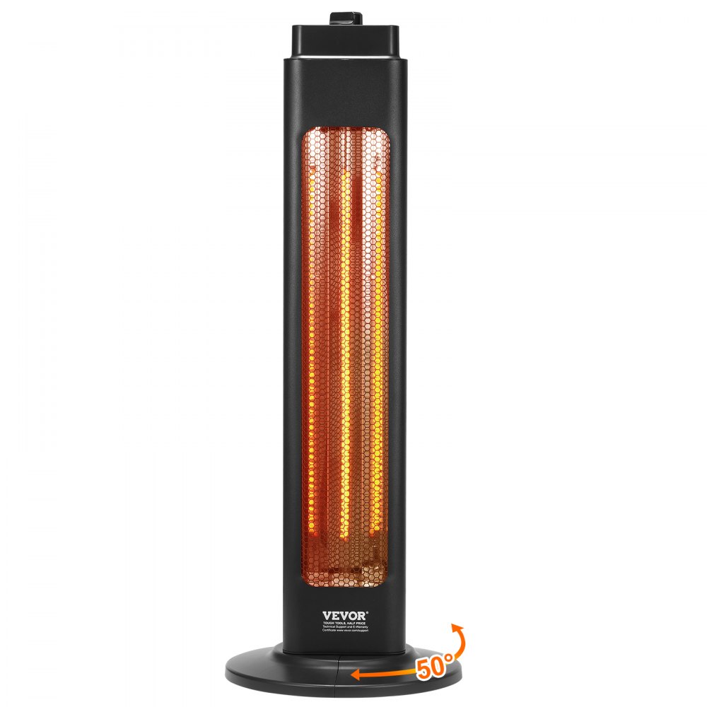 VEVOR Infrared Heater, 1500W Oscillation Electric Space Heater, Patio Heater w/ 2 Speeds & Timer, Outdoor/Outdoor for Bedroom,Studio,Porch,Dining Room,Studio, Stand,31.5 in L, Black - HWXJRQTXTS83P6SRGV1
