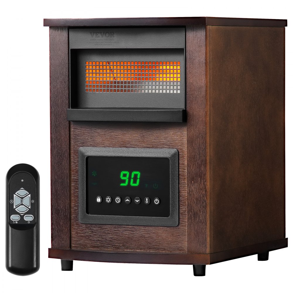 VEVOR Infrared Heater, 1500W Remote Control Electric Space Heater, LED Patio Heater w/ 3 Speeds & Timer & Overheat/Tip-Over Protection & Child Lock, for Bedroom,Living Room,Nursery,Studio,MDF - HWXJRQXXMX15WWJT9V1