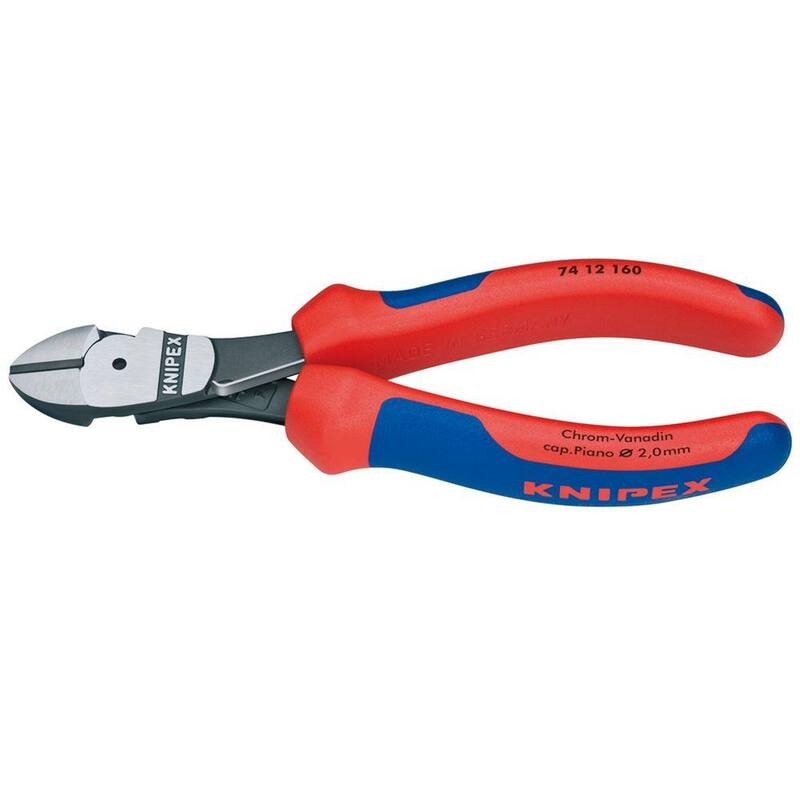 Cortadoras diagonales de alto apalancamiento KNIPEX de 6-1/4 pulgadas con agarre cómodo - 74 12 160