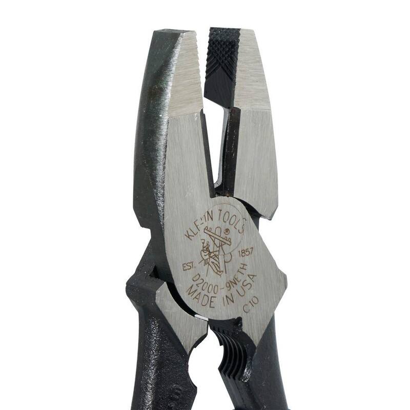 Herramientas Klein 9 pulgadas. Alicate de corte lateral de alto apalancamiento Serie 2000 Lineman's Bolt-Thread Holding - D2000-9NETH