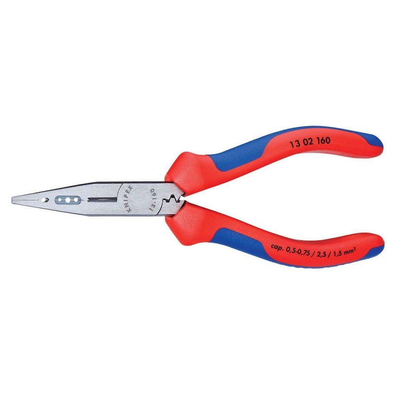 KNIPEX Alicate eléctrico 4 en 1 de alta resistencia de acero forjado con 14, 16 y 20 AWG, filo de corte de 60 HRC y agarre cómodo - 13 02 160