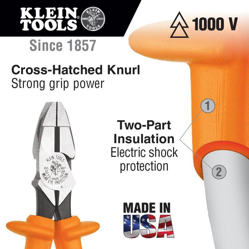 Herramientas Klein 9 pulgadas. Alicates de corte y engaste aislados - D213-9NE-CR-INS
