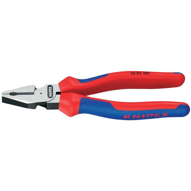 Pinzas combinadas de alto apalancamiento KNIPEX de 7 pulgadas con mangos con agarre cómodo - 02 02 180