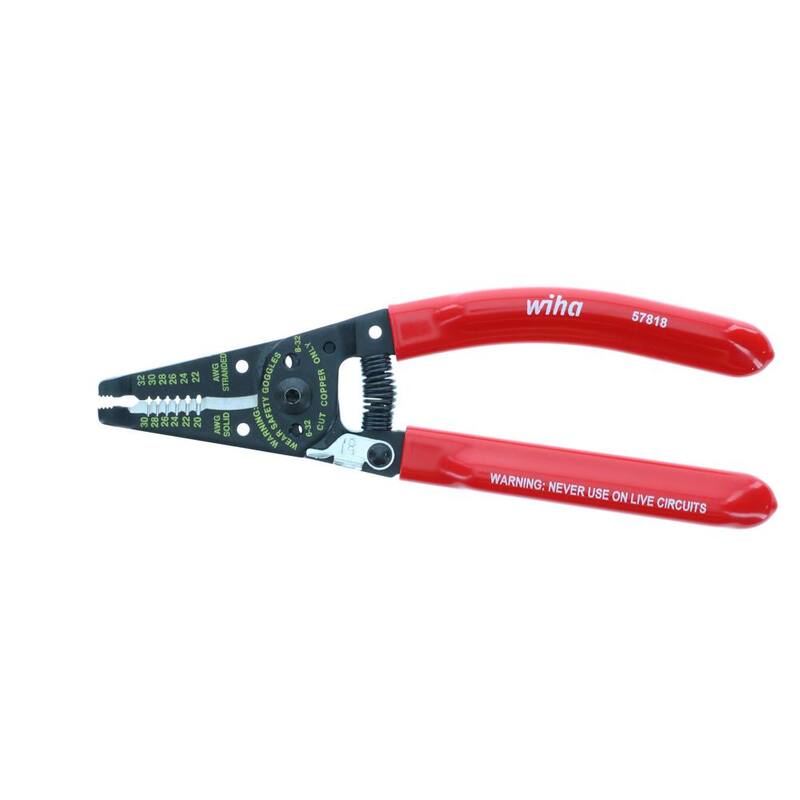 Pinzas de pelado y corte con resorte de retorno Wiha de 7 pulgadas con agarre clásico - 57818