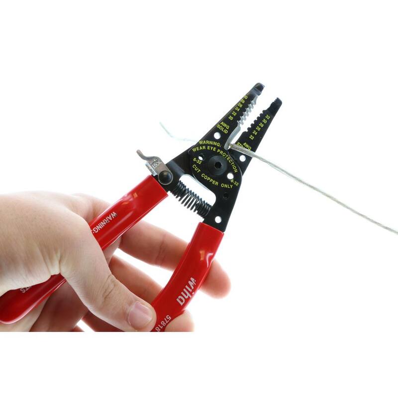 Pinzas de pelado y corte con resorte de retorno Wiha de 7 pulgadas con agarre clásico - 57818