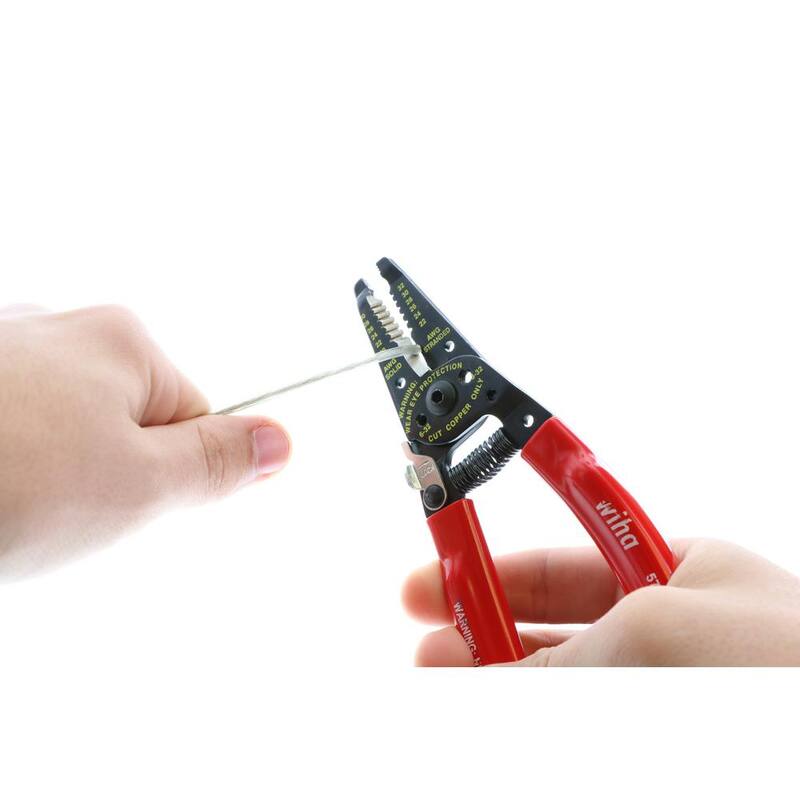 Pinzas de pelado y corte con resorte de retorno Wiha de 7 pulgadas con agarre clásico - 57818