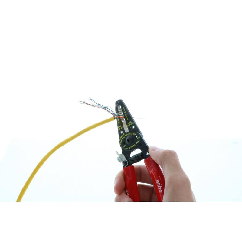 Pinzas de pelado y corte con resorte de retorno Wiha de 7 pulgadas con agarre clásico - 57818