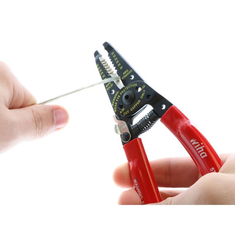 Pinzas de pelado y corte con resorte de retorno Wiha de 7 pulgadas con agarre clásico - 57818