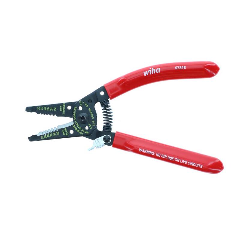 Pinzas de pelado y corte con resorte de retorno Wiha de 7 pulgadas con agarre clásico - 57818