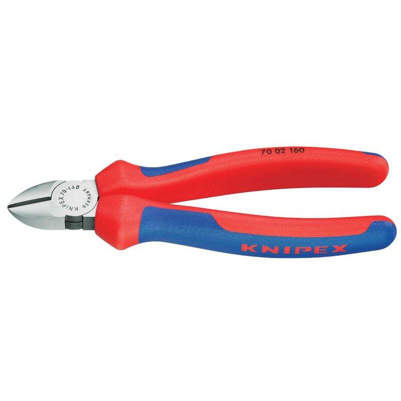 KNIPEX Cortadores diagonales de acero forjado de servicio pesado de 6-1/4 pulgadas con filo de corte de 62 HRC y agarre de confort multicompuesto - 70 02 160