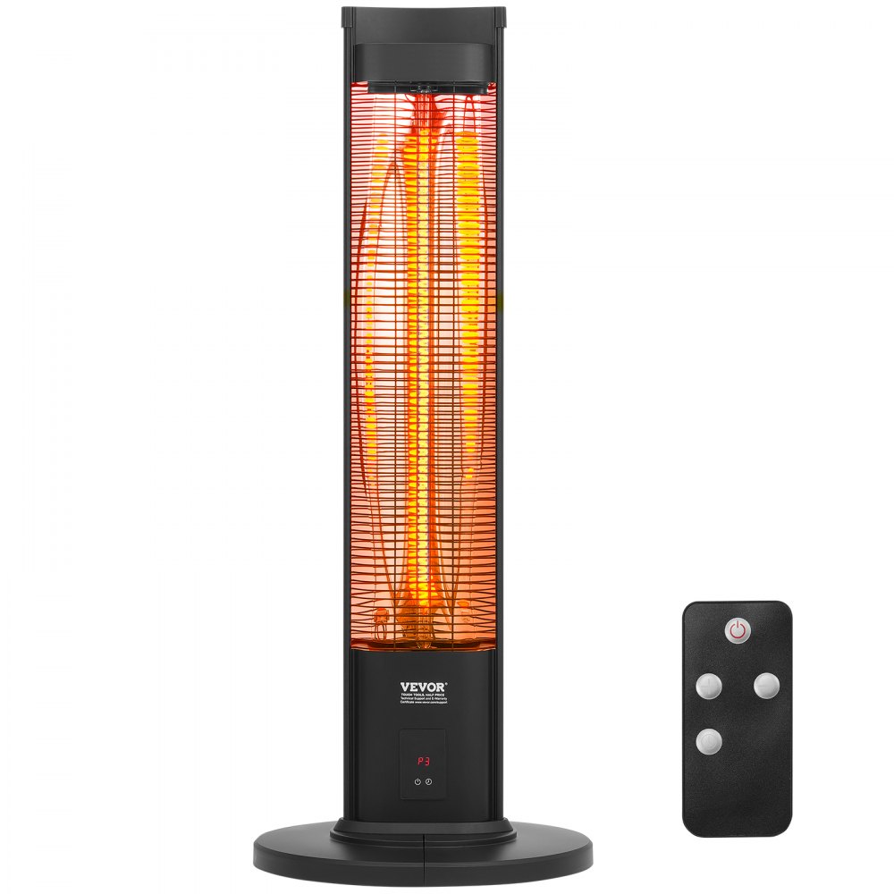 VEVOR Infrared Heater, 1500W Remote Control Electric Space Heater, Patio Heater w/ 3 Speeds & Timer & Tip-Over Protection, Outdoor/Outdoor for Bedroom,Studio,Porch,Dining Room,Studio, Stand,40in L - HWXJRQTXTS10WLEC7V1