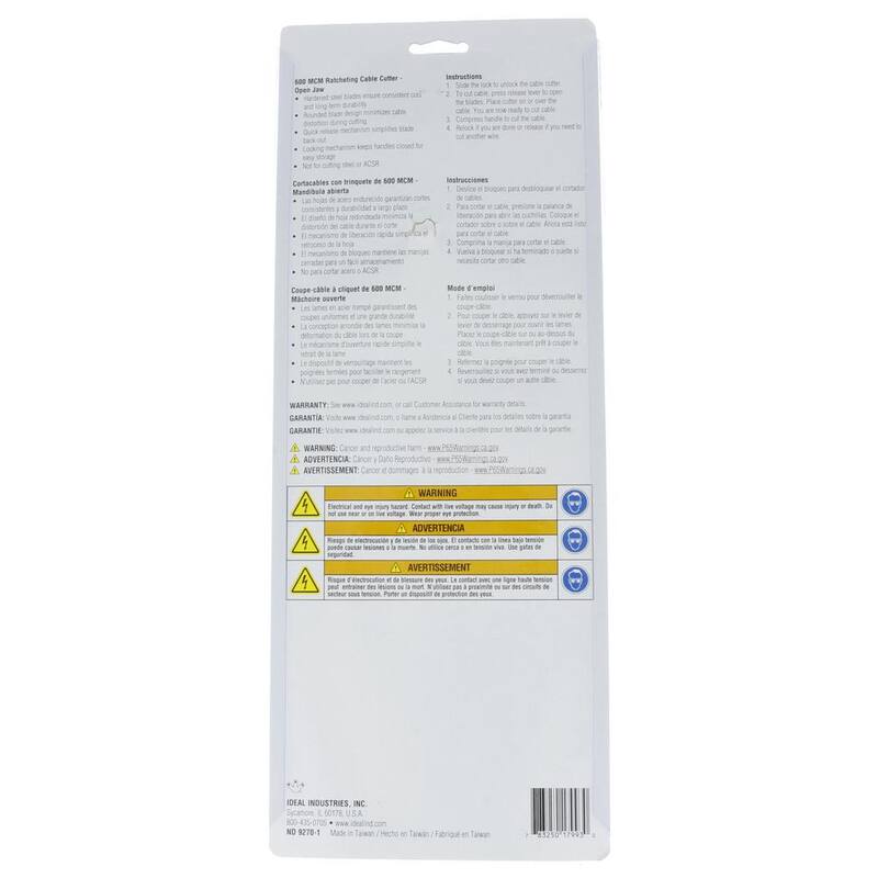 Cortador de cables de mordaza abierta con trinquete IDEAL 600 MCM - 35-055