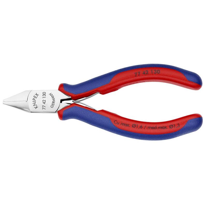 Pinzas cortadoras diagonales para electrónica KNIPEX de 5-1/4 pulgadas con mangos de agarre cómodo - 77 42 130