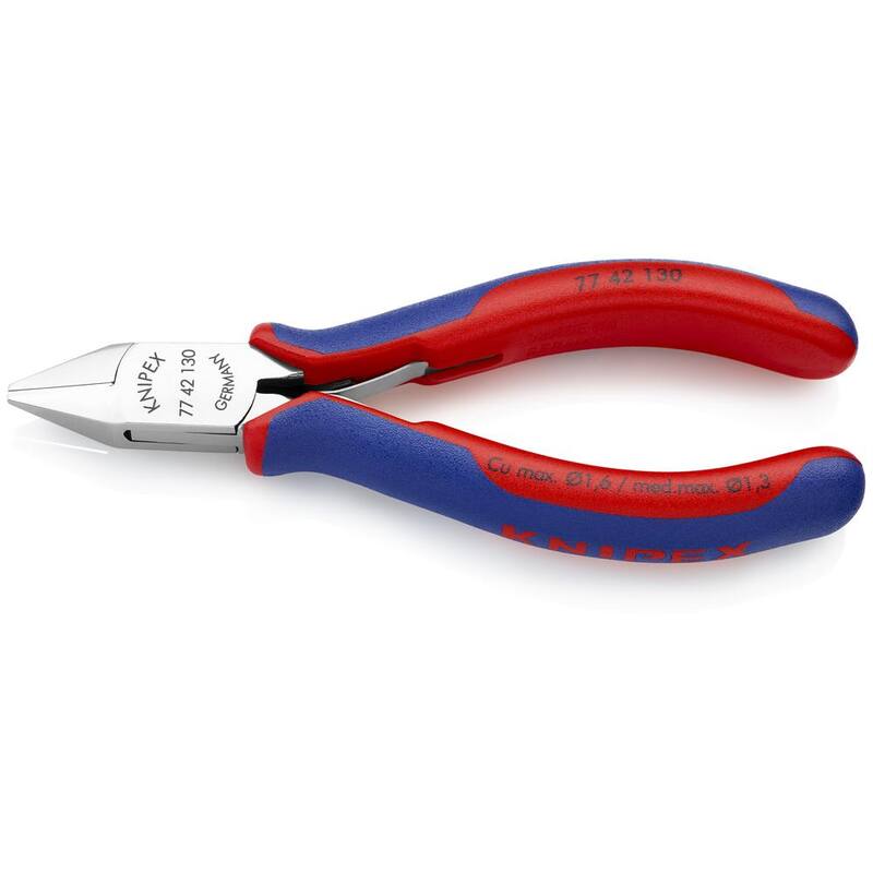 Pinzas cortadoras diagonales para electrónica KNIPEX de 5-1/4 pulgadas con mangos de agarre cómodo - 77 42 130