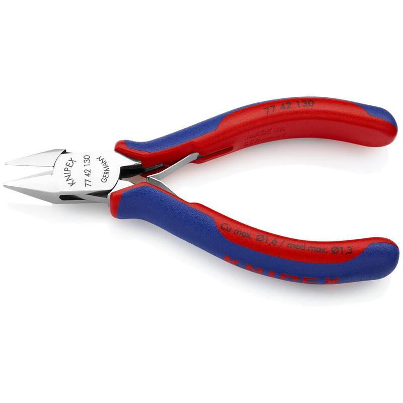 Pinzas cortadoras diagonales para electrónica KNIPEX de 5-1/4 pulgadas con mangos de agarre cómodo - 77 42 130