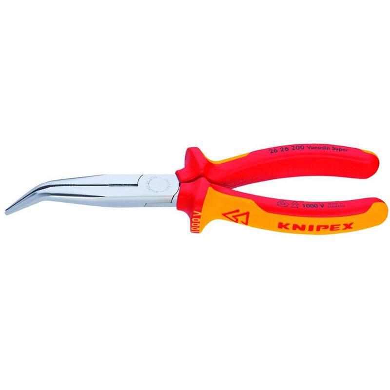 Pinzas de punta larga aisladas de 1,000 voltios y cortador en ángulo de 8 pulgadas de KNIPEX - 26 26 200