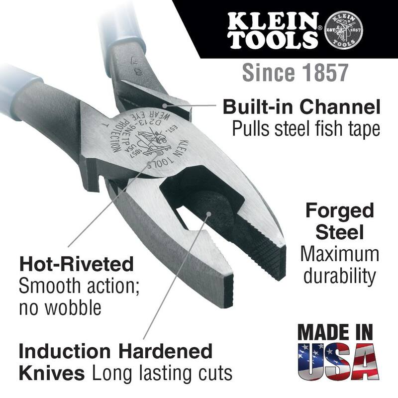 Herramientas Klein 9 in. Pinzas de corte lateral de alto apalancamiento Journeyman para jalar cinta de pescar - J213-9NETP