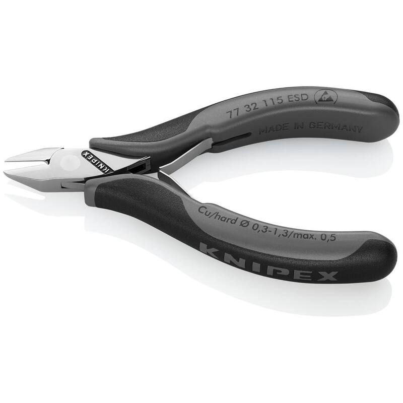 Pinzas diagonales para electrónica de 4-1/2 pulg. KNIPEX con mangos ESD - 77 32 115 ESD