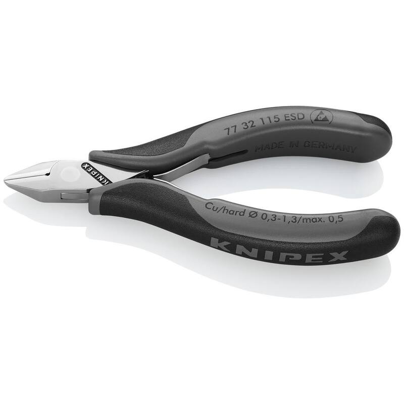 Pinzas diagonales para electrónica de 4-1/2 pulg. KNIPEX con mangos ESD - 77 32 115 ESD