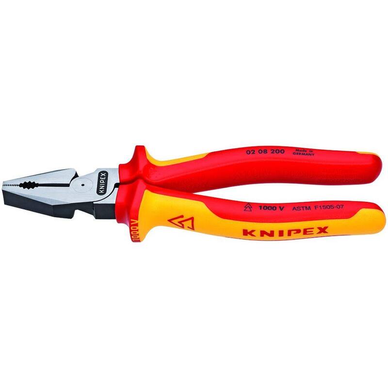 Pinzas combinadas aisladas de alto rendimiento de corte transversal KNIPEX de 8 pulgadas - 02 08 200 US