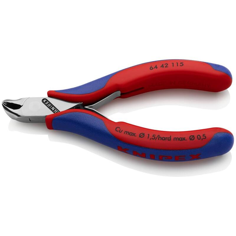 KNIPEX Cortadores de precisión para electrónica de 4-1/2 pulgadas con agarre cómodo - 64 42 115.