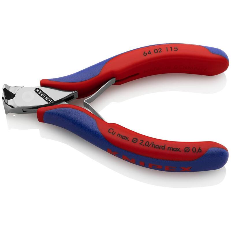 KNIPEX Cortadores de extremo para electrónica de 4-1/2 pulgadas con mangos de agarre cómodo - 64 02 115.