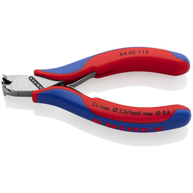 KNIPEX Cortadores de extremo para electrónica de 4-1/2 pulgadas con mangos de agarre cómodo - 64 02 115.