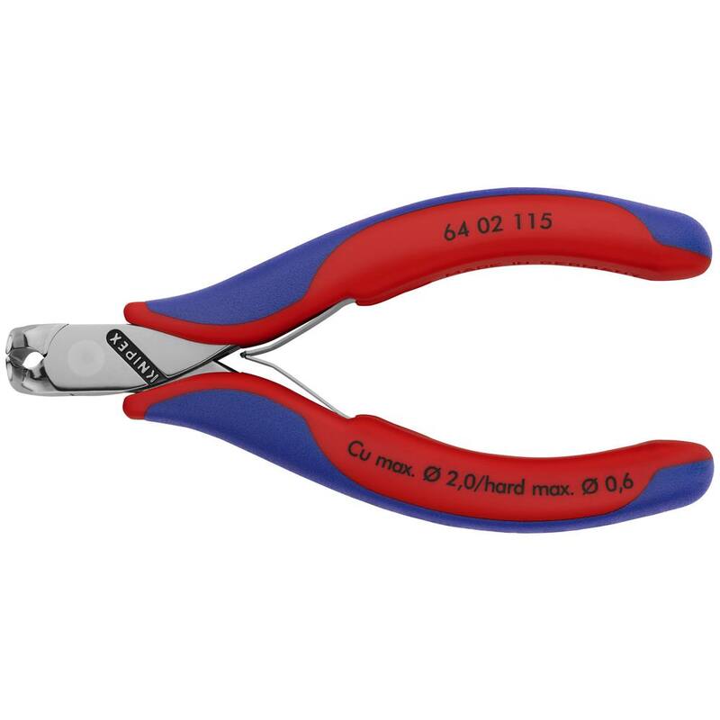 KNIPEX Cortadores de extremo para electrónica de 4-1/2 pulgadas con mangos de agarre cómodo - 64 02 115.