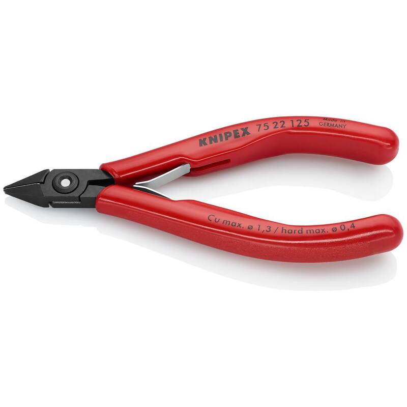 Pinzas diagonales para electrónicos KNIPEX de 5 pulgadas con mangos de plástico - 75 22 125