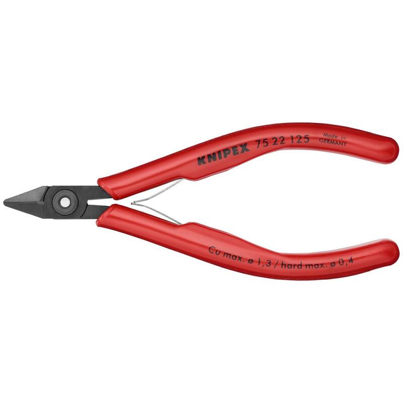 Pinzas diagonales para electrónicos KNIPEX de 5 pulgadas con mangos de plástico - 75 22 125