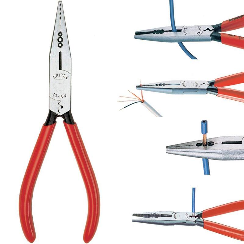 KNIPEX Heavy Duty Forged Steel 4-en-1 Alicate de Electricista con Corte de 10, 12 y 14 AWG y 60 HRC - 13 01 614 SBA