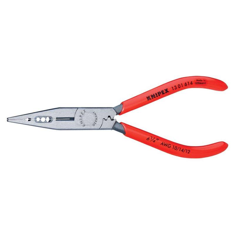 KNIPEX Heavy Duty Forged Steel 4-en-1 Alicate de Electricista con Corte de 10, 12 y 14 AWG y 60 HRC - 13 01 614 SBA