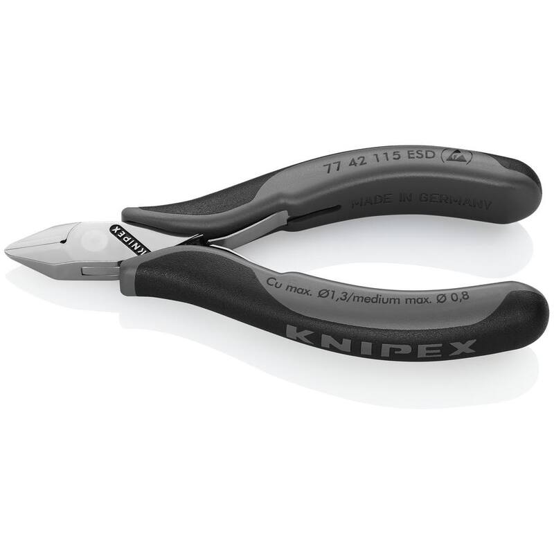 KNIPEX Cortadores Diagonales de Electrónica de 4-1/2 pulgadas con Mangos ESD - 77 42 115 ESD
