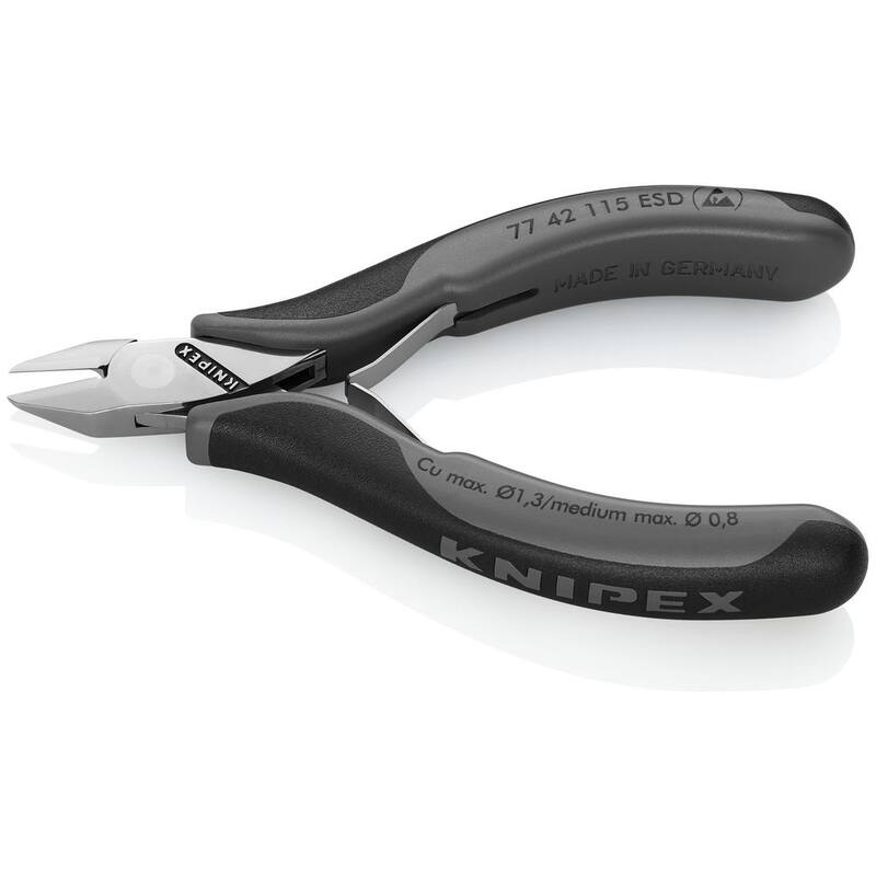 KNIPEX Cortadores Diagonales de Electrónica de 4-1/2 pulgadas con Mangos ESD - 77 42 115 ESD