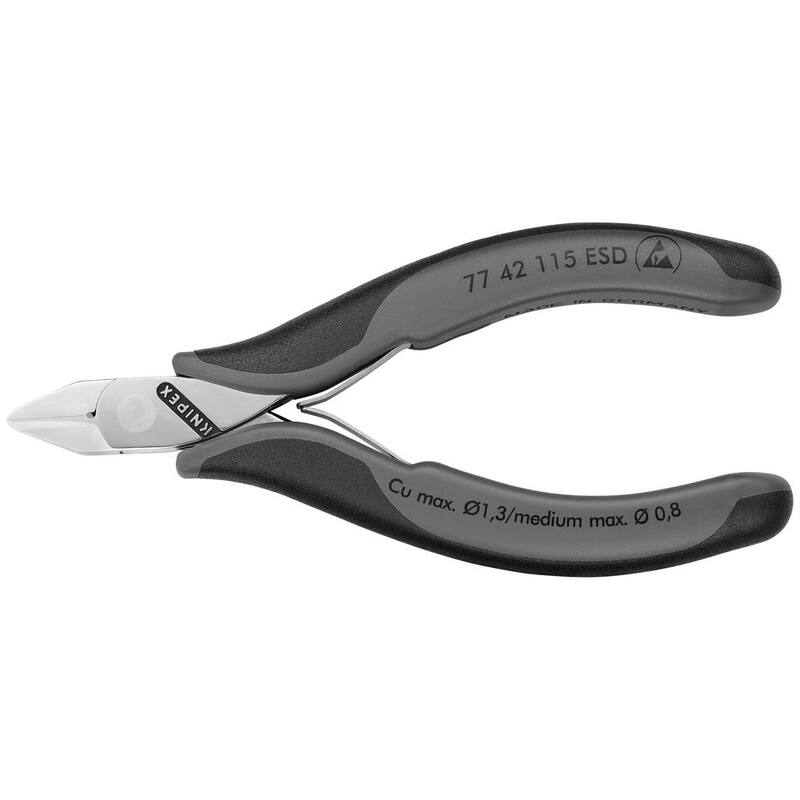 KNIPEX Cortadores Diagonales de Electrónica de 4-1/2 pulgadas con Mangos ESD - 77 42 115 ESD