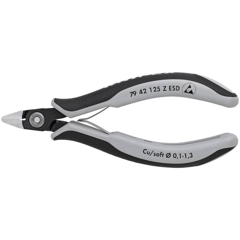 Pinzas diagonales de precisión de 5 pulgadas KNIPEX para electrónica con mangos ESD - 79 42 125 Z ESD
