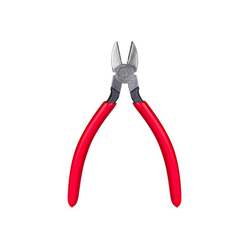 Alicates de corte diagonal con pico cónico para telecomunicaciones de 6-1/2 pulgadas de Jonard con mango de plástico rojo - JIC-7858.