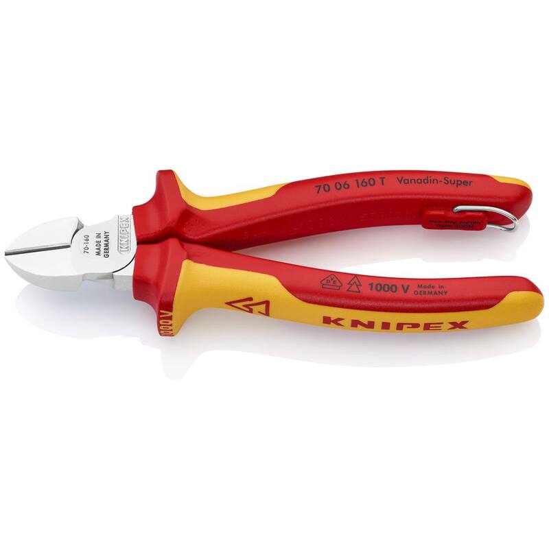 Pinzas Diagonales KNIPEX- Aisladas 1000V- Accesorio Tethered, 6 1/4" - 70 06 160 T
