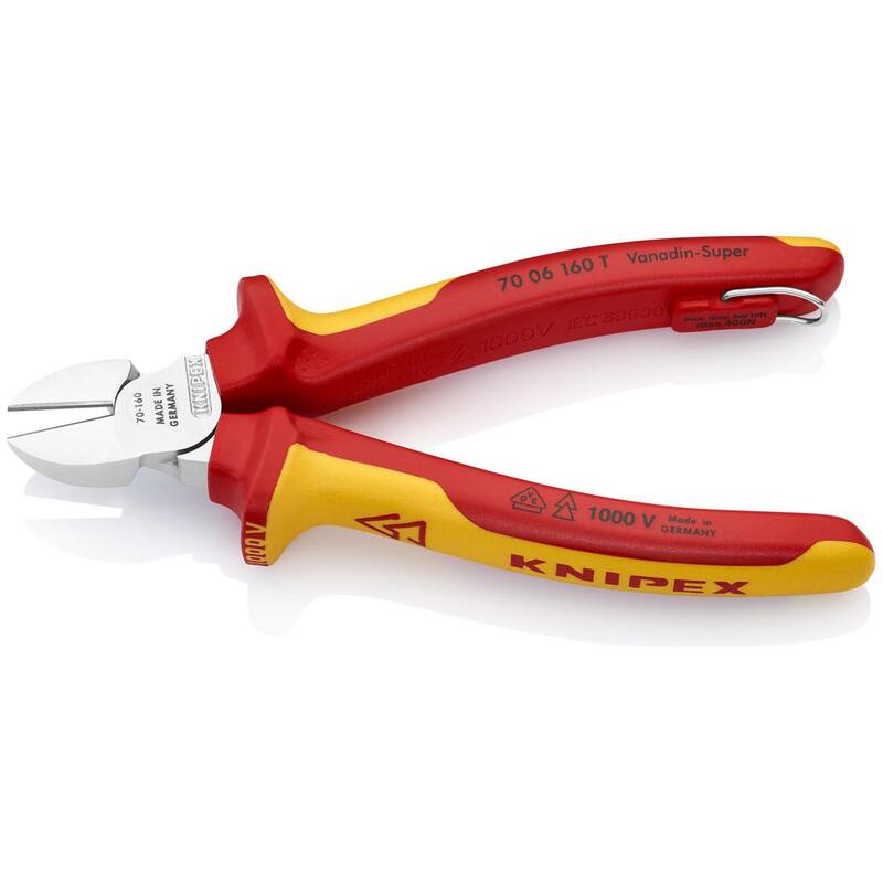 Pinzas Diagonales KNIPEX- Aisladas 1000V- Accesorio Tethered, 6 1/4" - 70 06 160 T