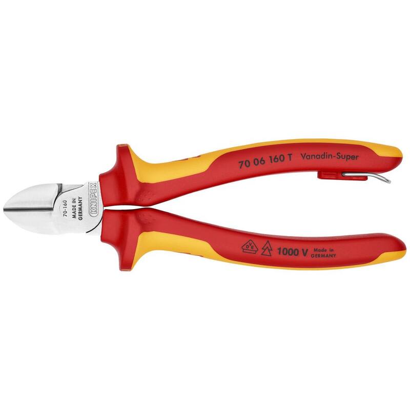 Pinzas Diagonales KNIPEX- Aisladas 1000V- Accesorio Tethered, 6 1/4" - 70 06 160 T