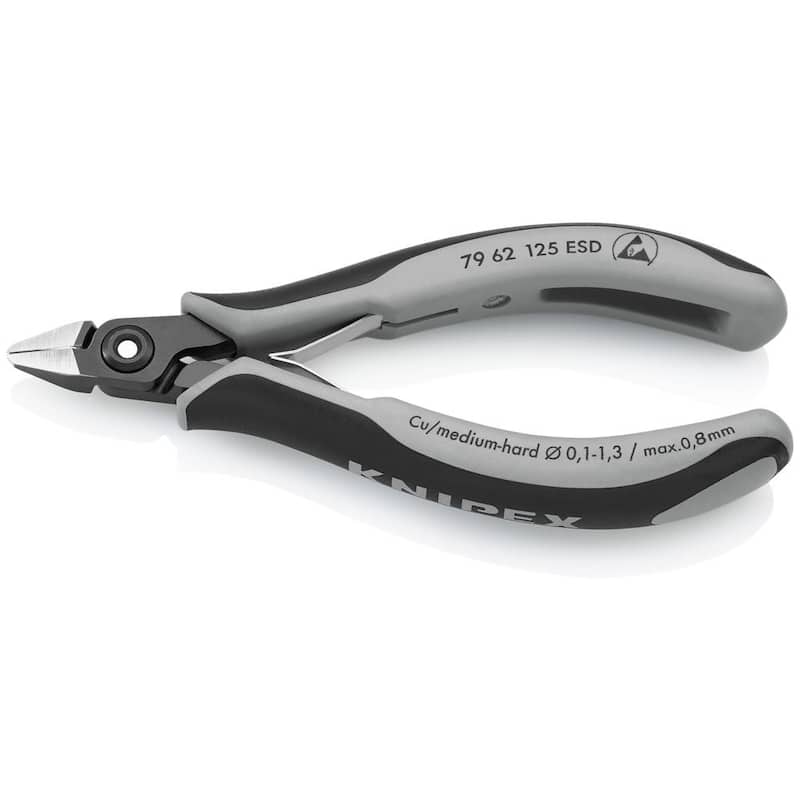 Pinzas diagonales de precisión para electrónica de 5 pulgadas KNIPEX con mangos ESD - 79 62 125 ESD