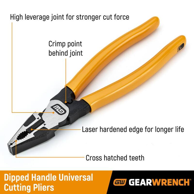 Pinzas cortadoras universales con mango recubierto PITBULL de 8 pulgadas de GEARWRENCH - 82182-06