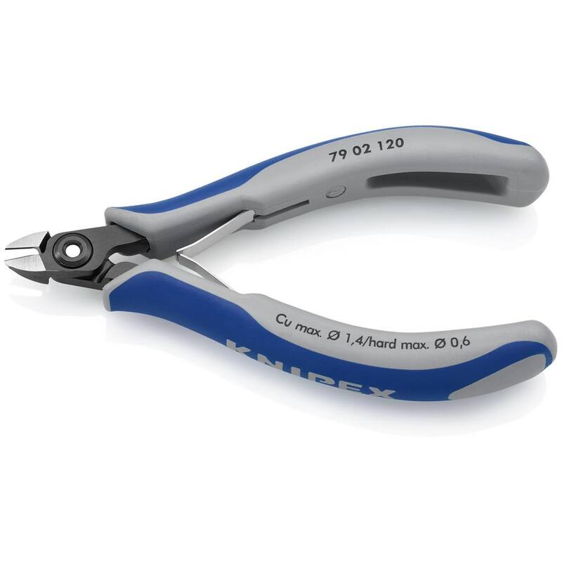 Pinzas diagonales de corte de precisión para electrónica KNIPEX de 4-3/4 pulgadas con mangos de agarre cómodo - 79 02 120