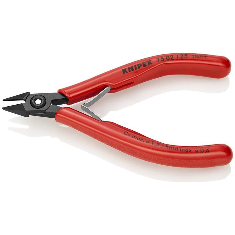 Pinzas de corte diagonal para electrónica de 5 pulgadas KNIPEX con mangos de agarre de plástico - 75 02 125