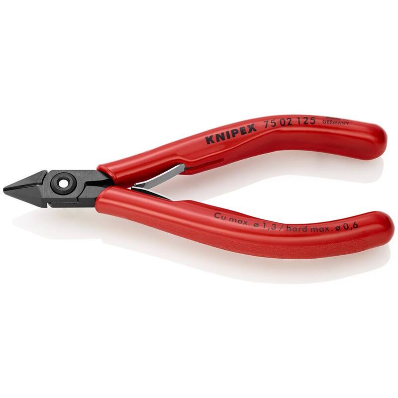 Pinzas de corte diagonal para electrónica de 5 pulgadas KNIPEX con mangos de agarre de plástico - 75 02 125