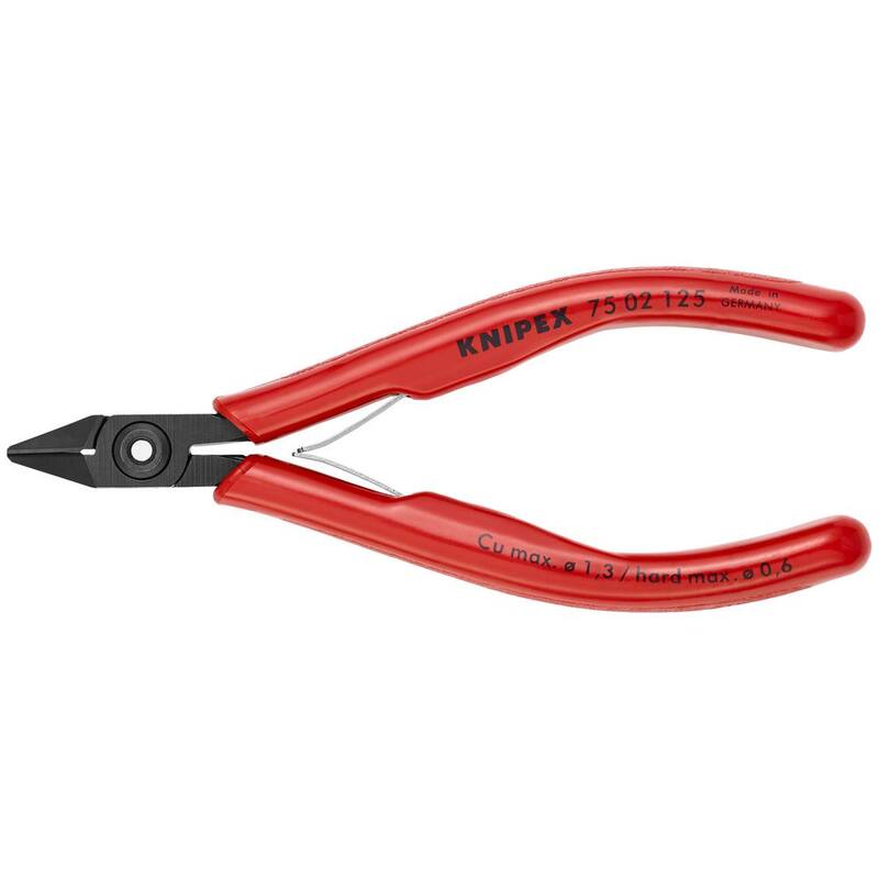 Pinzas de corte diagonal para electrónica de 5 pulgadas KNIPEX con mangos de agarre de plástico - 75 02 125