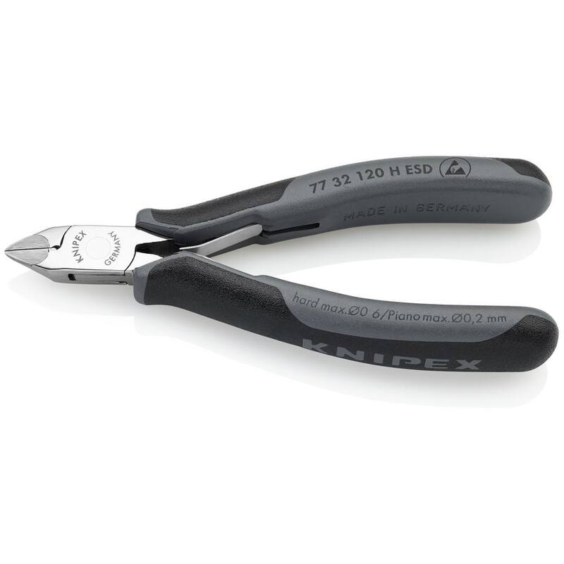 KNIPEX 4-3/4 pulgadas Cortadores Diagonales para Electrónica con Filos de Corte de Metal de Carburo y Mangos ESD - 77 32 120 H ESD