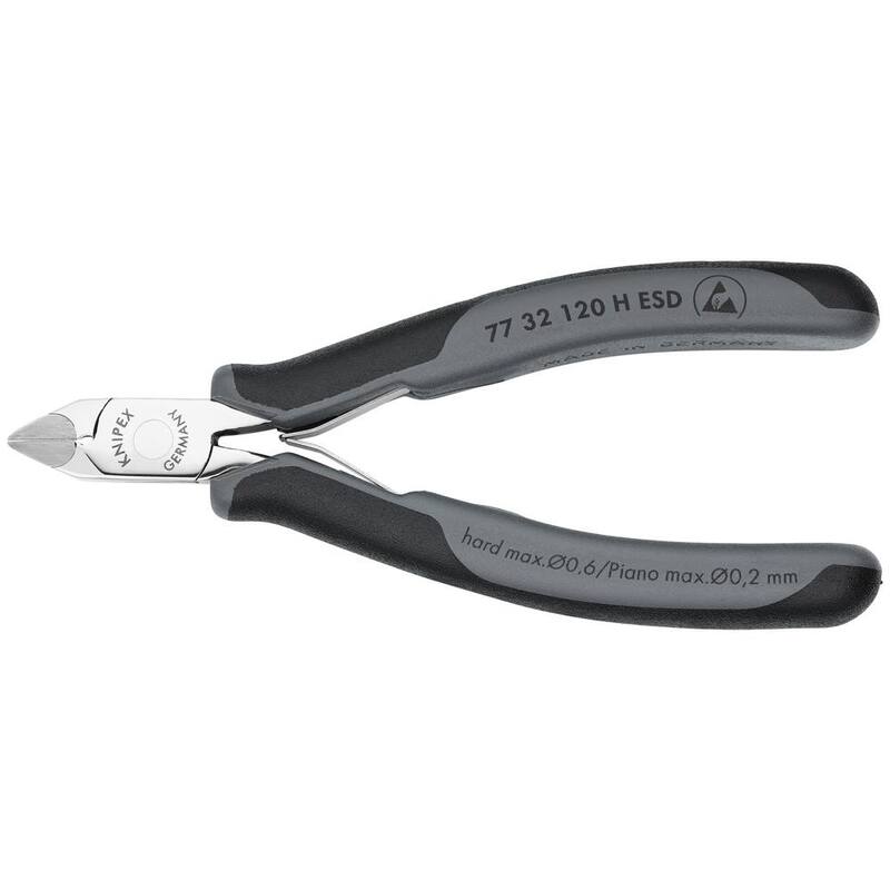 KNIPEX 4-3/4 pulgadas Cortadores Diagonales para Electrónica con Filos de Corte de Metal de Carburo y Mangos ESD - 77 32 120 H ESD