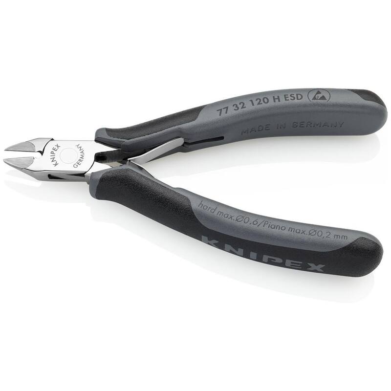 KNIPEX 4-3/4 pulgadas Cortadores Diagonales para Electrónica con Filos de Corte de Metal de Carburo y Mangos ESD - 77 32 120 H ESD
